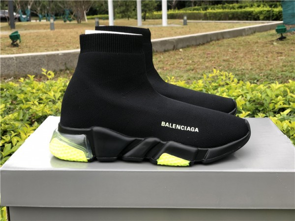 Balenciaga Speed Clear Sole Sneaker BlackGreen 