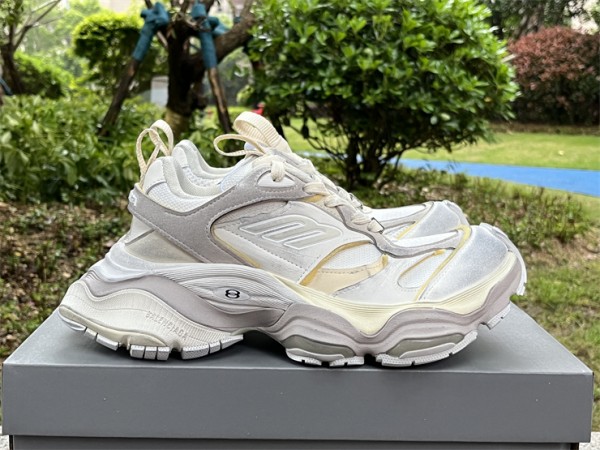 Balenciaga Cargo Trainers in grey and white cream microfiber and mesh