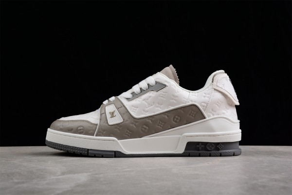 LV Trainer Sneaker White Grey Logo LV
