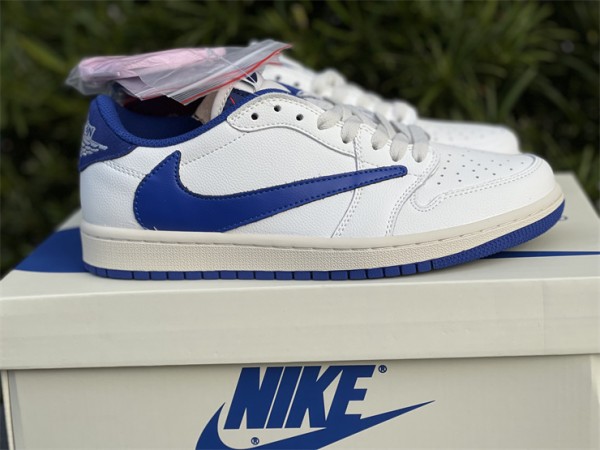 Travis Scott x Fragment x Nike Air Jordan 1 Low White Cream Royal Blue 