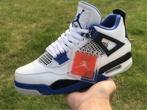 Air Jordan 4 Retro Motorsports White Blue 
