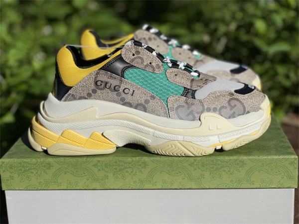 Gucci x Balenciaga The Hacker Project Triple S Beige Green Yellow 