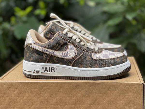 LV  x Nike Air Force 1 Low Monogram Brown Damier Azur
