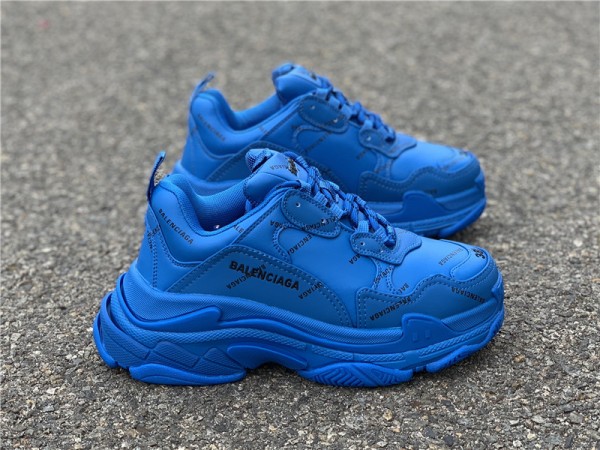 Balenciaga Allover Logo Triple S Blue 