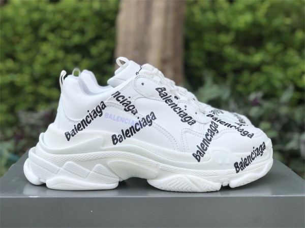 Balenciaga Triple S Allover Logo in White B-TRS-09