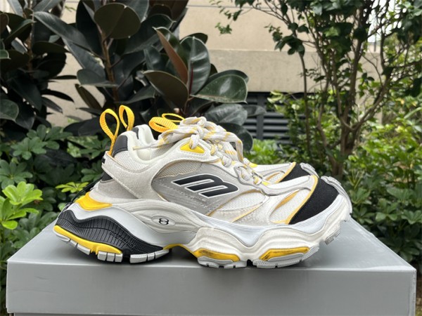 Balenciaga Cargo Trainers in grey, black and yellow microfiber and mesh 