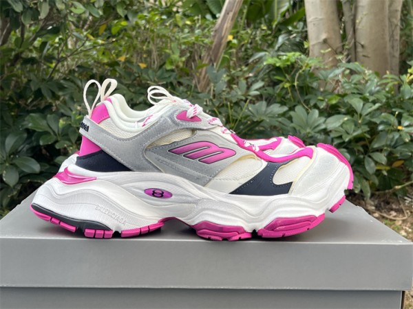 Balenciaga Cargo Trainers in pink and white microfiber and mesh BLCRTR-004
