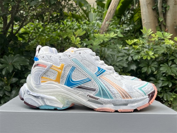 Balenciaga Runner Sneaker in Silver - Blue and Yellow neon mesh and nylon B3XL-039