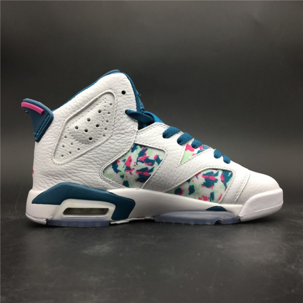 Air Jordan 6 Retro White Laser Fuchsia Green Abyss (GS)