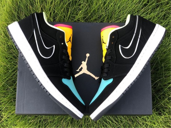 Air Jordan 1 Low Black Aurora Green Laser Orange