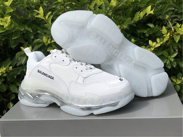 Balenciaga Triple S Clear Sole  White Silver  