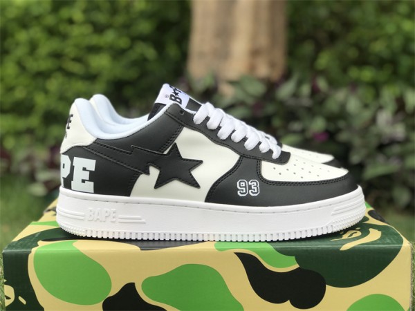 A bathing ape bape sta 93  black white Smooth leather 