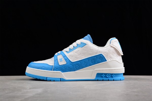 LV Trainer Sneaker White Blue Logo LV