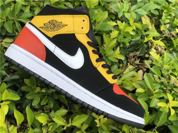 Air Jordan 1 Mid Black Amarillo Orange