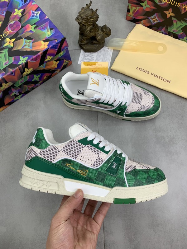 LV Trainer Sneaker Green Damier calf leather LV-TR033