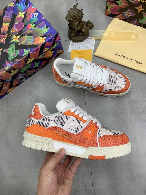 LV Trainer Sneaker Orange Damier calf leather LV-TR034