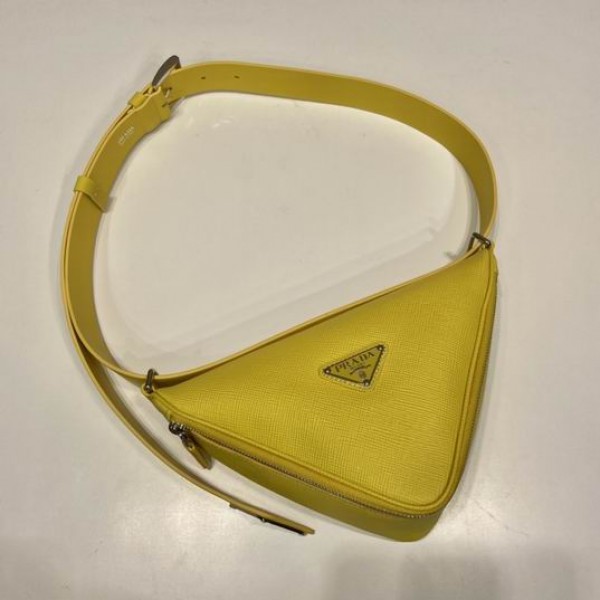 Prada Triangle leather shoulder bag - Yellow PRDBG-0011