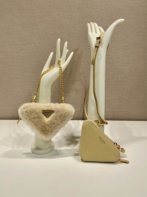 Prada Shearling and Saffiano Leather Mini-pouch - Light Yellow PRDBG-0019