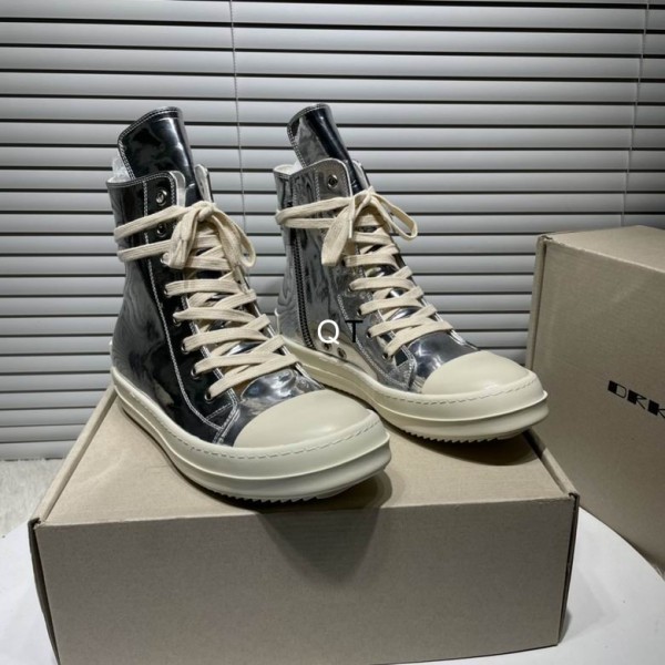 Rick Owens Laced High-Top Sneakers - Silver ROWHT-002