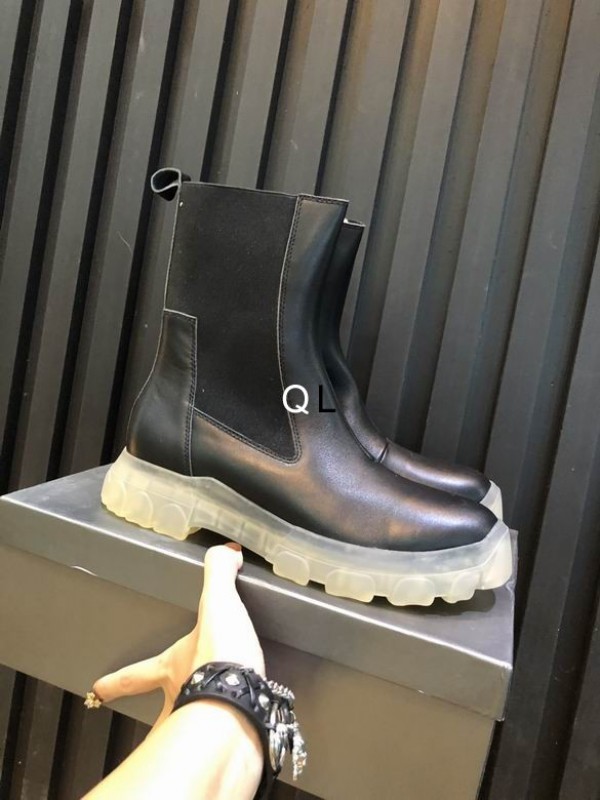 Rick Owens SS23 EDFU Beatle Bozo Tractor in Black Clear sole ROWHT-005