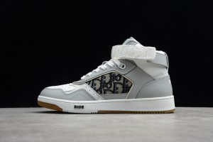 Dior B27 Mid Top Calf Oblique Gray White 