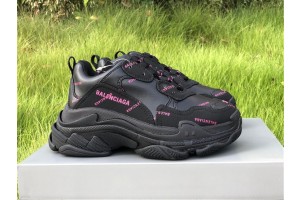 Balenciaga Allover Logo Triple S Black Pink 