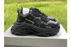 Balenciaga Allover Logo Triple S Black Fluorescent Green