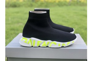 Balenciaga Graffiti Speed Sneaker BlackWhite-Fluorescent Green 
