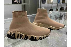 Balenciaga Graffiti Speed Sneaker BeigeBlack 