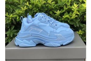 Balenciaga Allover Logo Triple S Light Blue White 