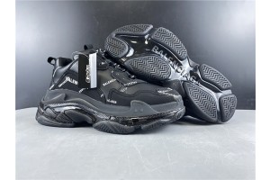 Balenciaga Allover Logo Triple S Clear Sole Black 