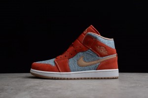 Air Jordan 1 Mid Denim Red 
