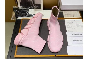 Balenciaga Speed 2.0 Allover Logo Sneaker Pink 