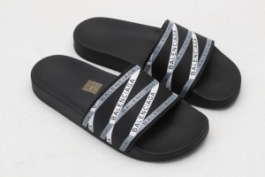 Balenciaga Slide Sandal  Pencial Logo- Black -White - Navy 