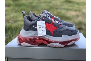 Balenciaga Triple S Clear Sole Grey - Red - Red Wine 