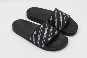 Balenciaga Slide Sandal  Pencial Logo- Black - Siliver 