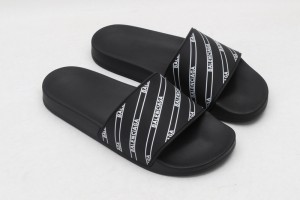 Balenciaga Slide Sandal  Pencial Logo- Black - Siliver 