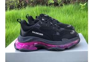 Balenciaga Triple S Clear Sole Black - Plum Red  