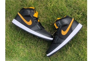 Air Jordan 1 Mid Black University Gold 