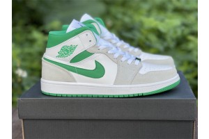 Air Jordan 1 Mid SE Summite White Green Grey 