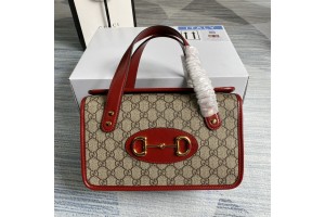 Gucci Horsebit 1955 Small Top Handle Bag - Beige - Red 