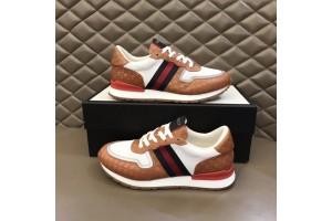 Gucci Brown White With Web Shoes 