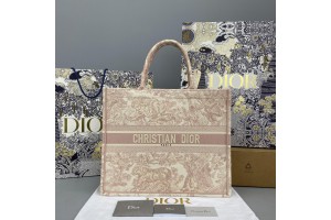 Dior Book Tote Bag Pink Toile De Jouy Embroidery 