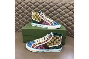 Gucci Tennis 1977 Multicoloured Webbing Trimmed Logo Jacquard Canvas Sneakers