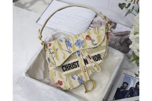 Dior Saddle bag Beige Multicolor Hibiscus