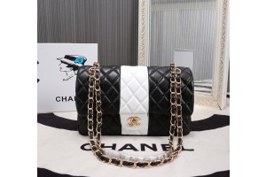 Chanel Bi-Stripe Classic Flap Bag - Black
