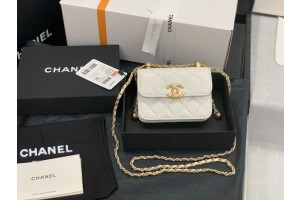 Chanel Flap Coin Purse With Chain Black Calfskin Shoulder Bags - white 