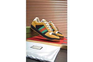 Gucci Screener Grey Yellow With Web Shoes 
