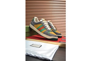 Gucci Screener Grey Yellow With Web Shoes GG-S057