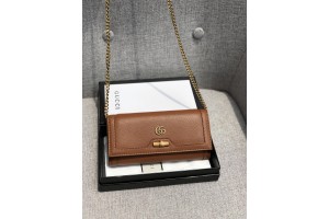 Gucci Diana Chain Brown Wallet With Bamboo 